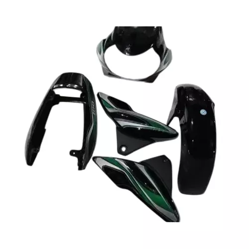 Yatos Bike Accessories Parts Bajaj Discover 100 Black & Green Visor, Mudguard, Side Panel & Tail Panel, YFBK181