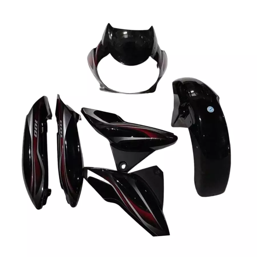 Yatos Bike Accessories Parts Bajaj Discover 150 H1 Black & Red Visor, Mudguard, Side Panel & Tail Panel, YFBK203