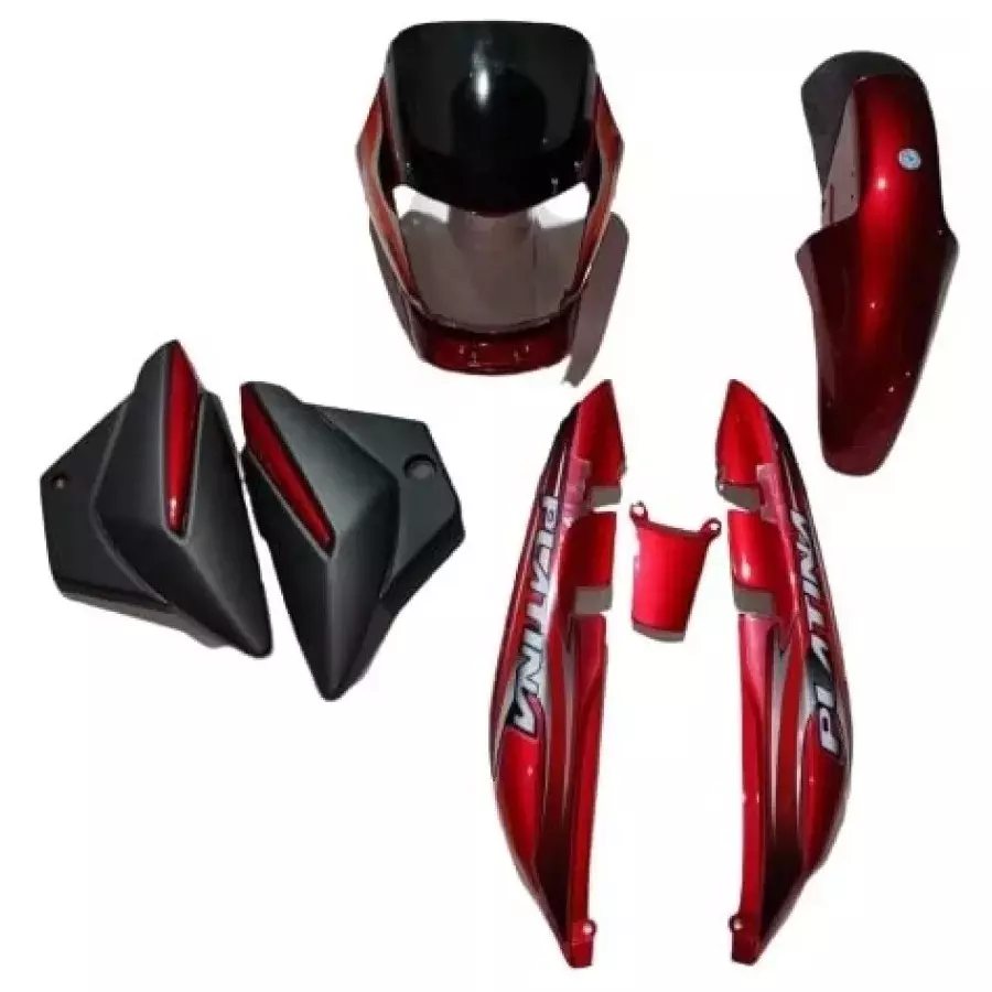 Yatos Bike Accessories Parts Bajaj Platina 100 New Model Red & Orange Visor, Mudguard, Side Panel & Tail Panel, YFBK590