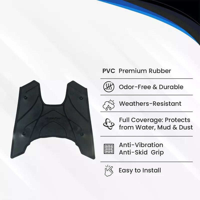 Hiker by Varroc Foot Matt Black Premium Rubber PVC for Jupiter 125 SmartXonnect Scooter