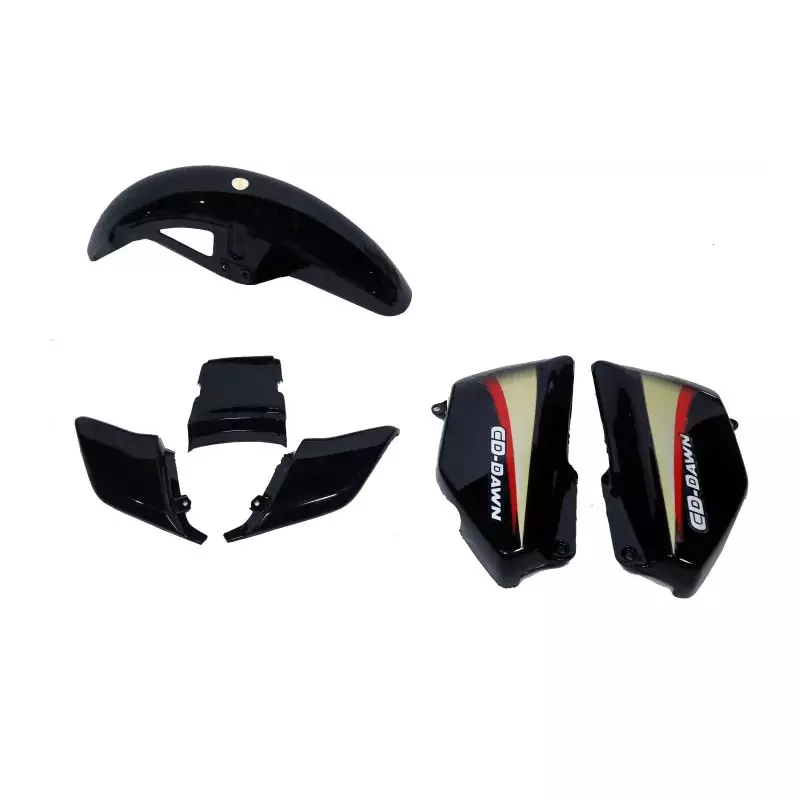 Yatos Bike Accessories Parts Hero CD Dawn New Model Type 2 Black & Orange Visor, Mudguard, Side Panel & Tail Panel, YFBK103