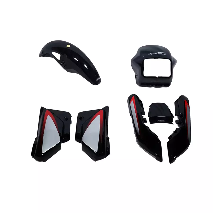 Yatos Bike Accessories Parts Hero Splendor Plus Old Model Mblue & Red Visor, Mudguard, Side Panel & Tail Panel, YFBK801