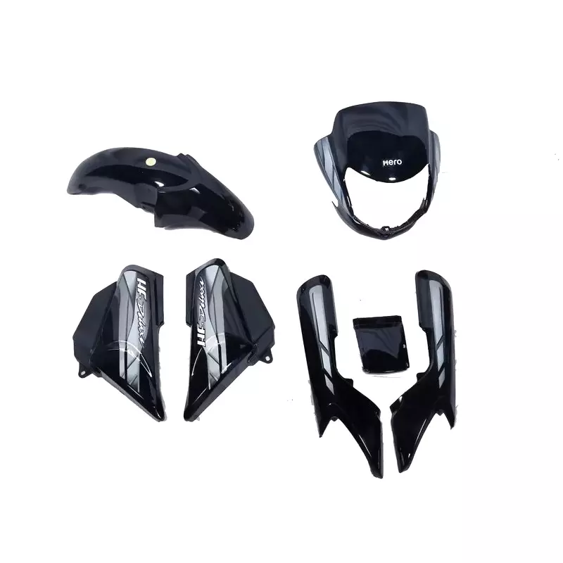 Yatos Bike Accessories Parts Hero HF Deluxe Type 4 Black & Grey Visor, Mudguard, Side Panel & Tail Panel, YFBK411