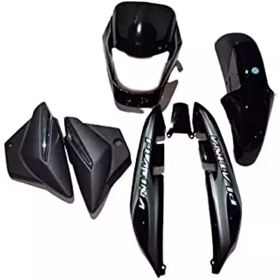 Yatos Bike Accessories Parts Bajaj Platina 100 Old Model Black & Grey Visor, Mudguard, Side Panel & Tail Panel, YFBK595