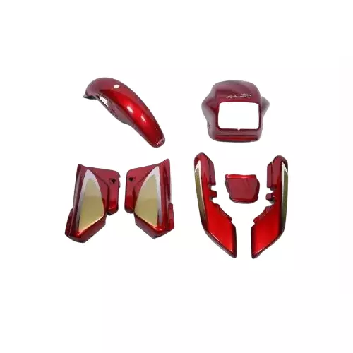Yatos Bike Accessories Parts Hero Splendor Plus Old Model Red & Golden Visor, Mudguard, Side Panel & Tail Panel, YFBK802