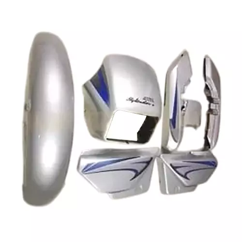 Yatos Bike Accessories Parts Hero Splendor Plus AW Silver & Blue Visor, Mudguard, Side Panel & Tail Panel, YFBK360