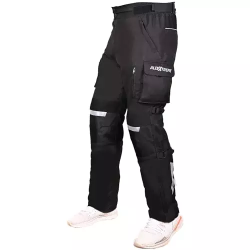 AllExtreme Bike Riding Pants CE Level 2 Certified Knee-Shin Protectors, Level-1 Hip HDEVA Protectors 600D Polyester Size 3XL Black