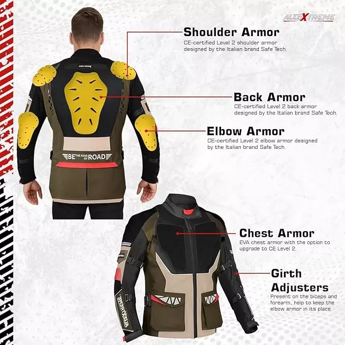 allextreme-rally-unisex-motorcycle-riding-jacket-polyester-and-mesh-fabric-with-back-elbow-shoulder-ce-level-2-certified-armour-chest-protection-for-bikers-olive-green-size-s