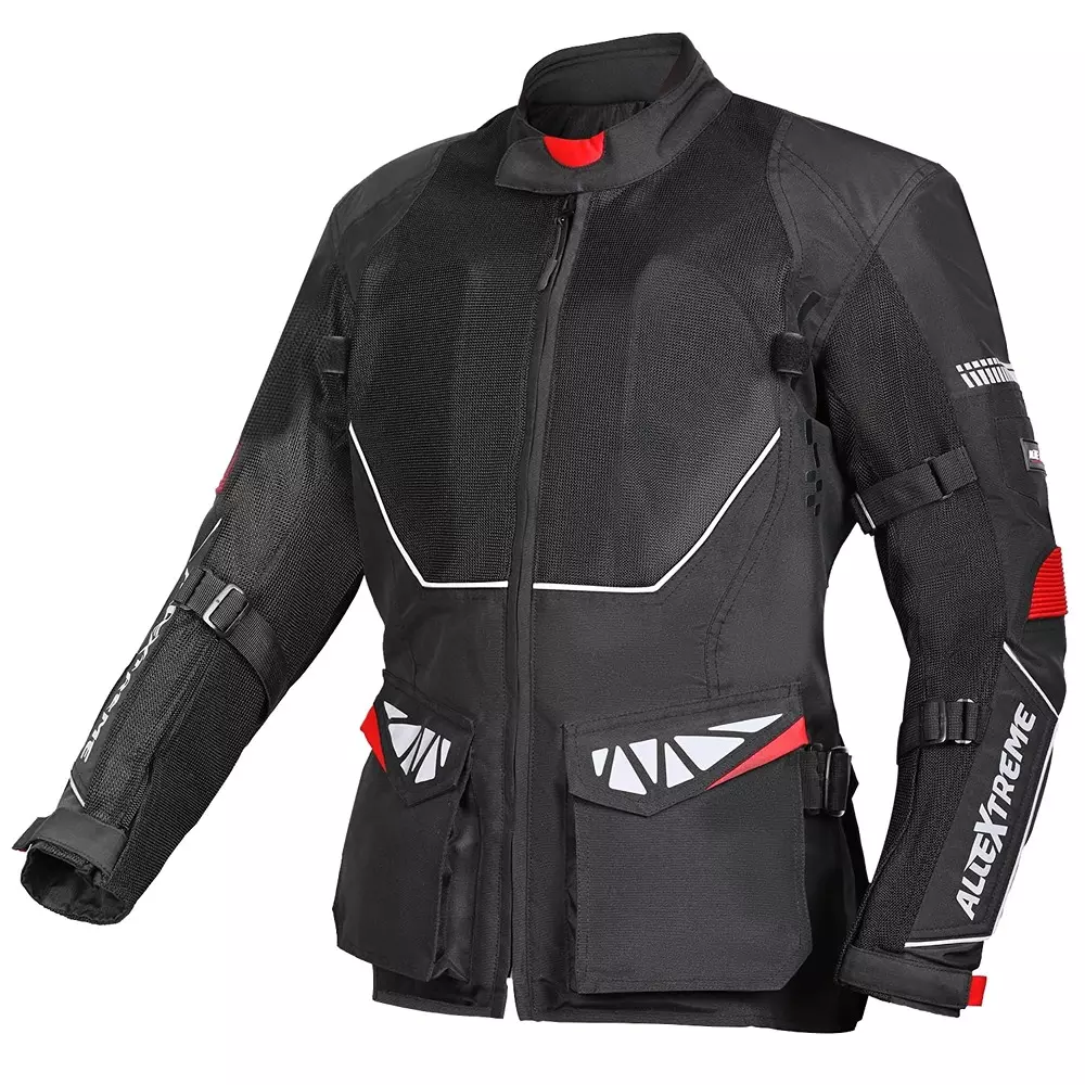 AllExtreme RALLY Unisex Motorcycle Riding Jacket Polyester and Mesh Fabric with Back Elbow Shoulder CE Level 2 Certified Armour Chest Protection Black Size S