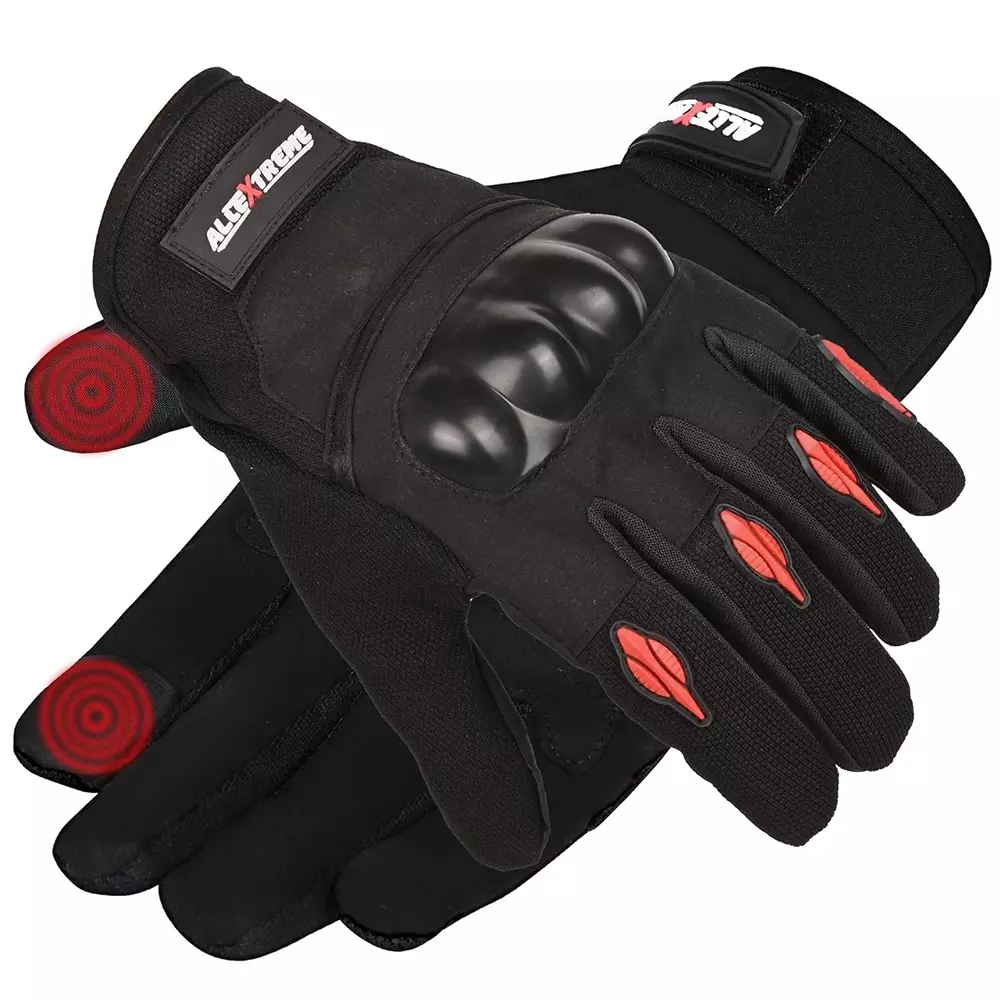 AllExtreme Full Finger Bike Riding Gloves with Breathable Mesh Anti-Skid Surface Screen Touch Strong Knuckle Suede Fabric Black Size XXL
