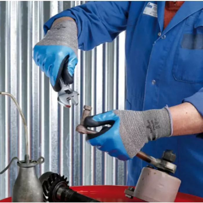 Showa S-TEX 376 Grey Polyester Stainless Steel Abrasion Resistant Cut Resistant Gloves Size 10 Nitrile Coating, SHOS3765
