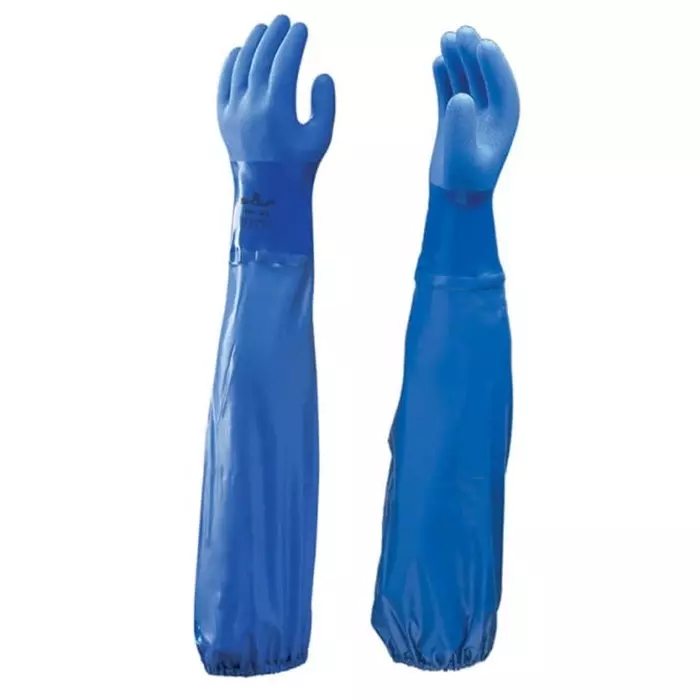 Showa 690 Blue Cotton Abrasion Resistant Anti-Slip General Purpose Good Dexterity Tear Resistant Gloves PVC Coating, SHOWA 690