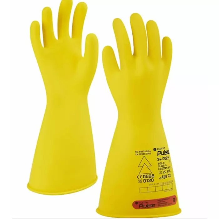 Tilsatec Pulse Yellow Rubber Electrical Safety Electrical Insulating Gloves Size 8 Latex Coating, 24-0022-08