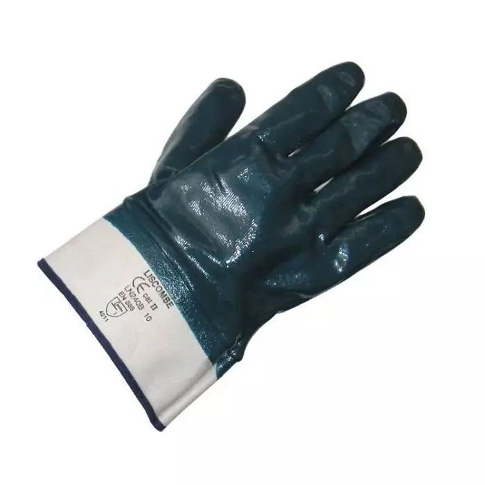 Liscombe Blue Nitrile Oil Resistant Work Gloves Size 10 Nitrile Coating, LN240B-10