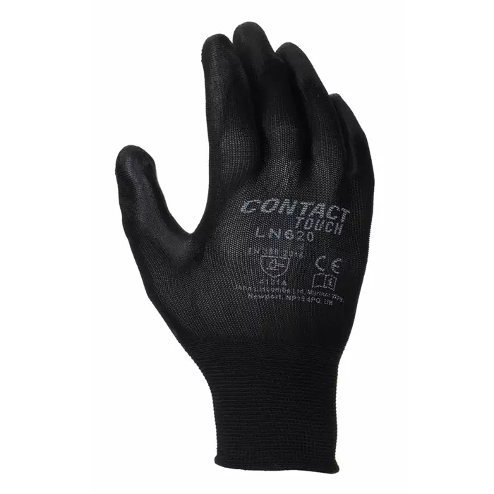Liscombe Contact Touch Black Nylon Cut Resistant Work Gloves Size 8 Polyurethane Coating, LN620-08