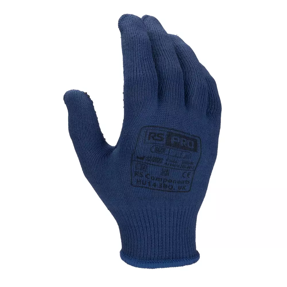 RS PRO Gripper Gloves Uncoated Size 8 Blue, 2459012 (Pack of 12 Pcs)