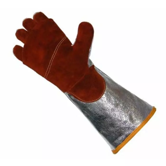 Liscombe Red Leather Heat Resistant Work Gloves Size 9 Aluminised Brontoguard Leather Coating, L15-316-AP-V