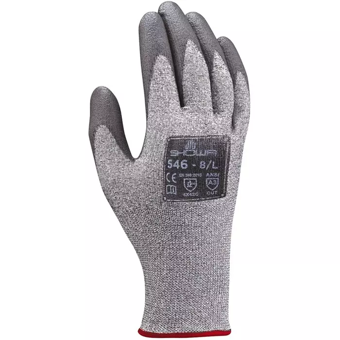 Showa Duracoil Grey HPPE Polyester Cut Resistant Work Gloves Size 7 Polyurethane Coating, SHO5462
