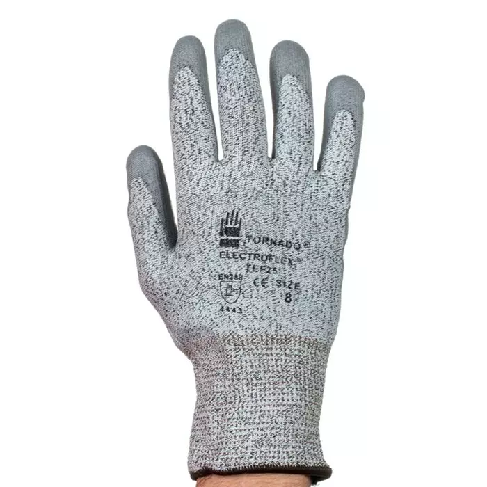 Tornado Electroflex Grey Abrasion Resistant Cut Resistant Work Gloves Size 9 Polyurethane Coating, TEF25HD-09
