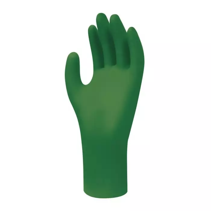 Showa 6110 pF Green Powder-Free Nitrile Disposable Gloves Size 8 Medium 100 per Pack, SHO61102 (Pack of 100)