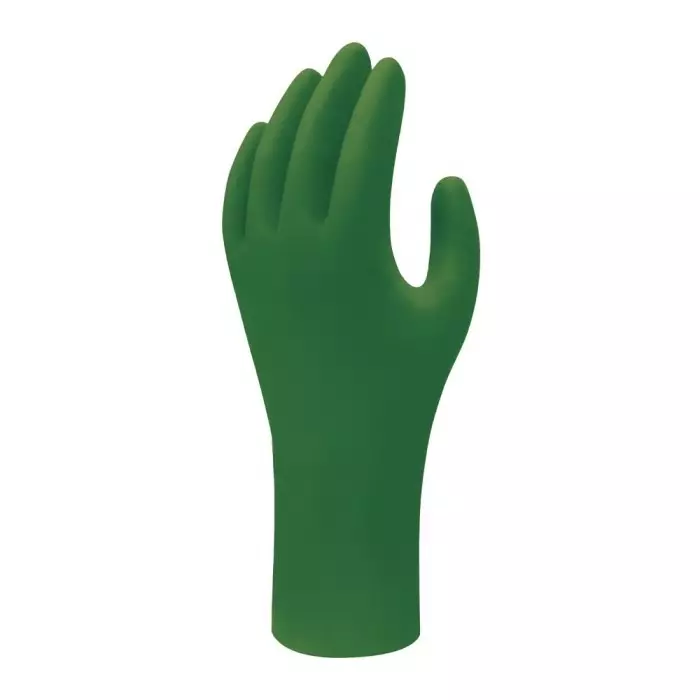 Showa 6110 pF Green Powder-Free Nitrile Disposable Gloves Size 8 Medium 100 per Pack, SHO61102 (Pack of 100)