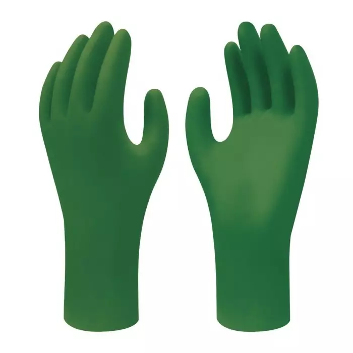 Showa 6110 pF Green Powder-Free Nitrile Disposable Gloves Size 8 Medium 100 per Pack, SHO61102 (Pack of 100)
