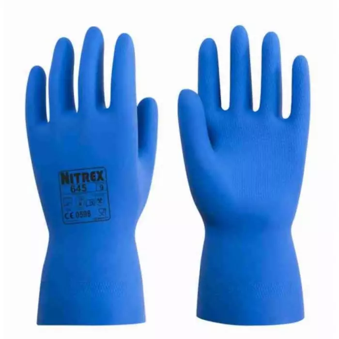Unigloves 645 Blue Latex Chemical Resistant Work Gloves Size 8, 645-08 (Pack of 10)