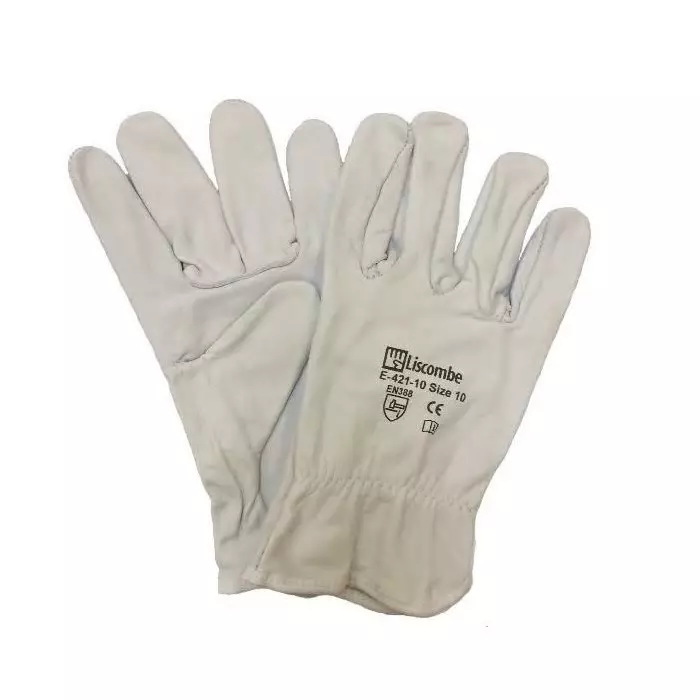 Liscombe Grey Leather Cut Resistant Work Gloves Size 10 Leather Coating, 421-10