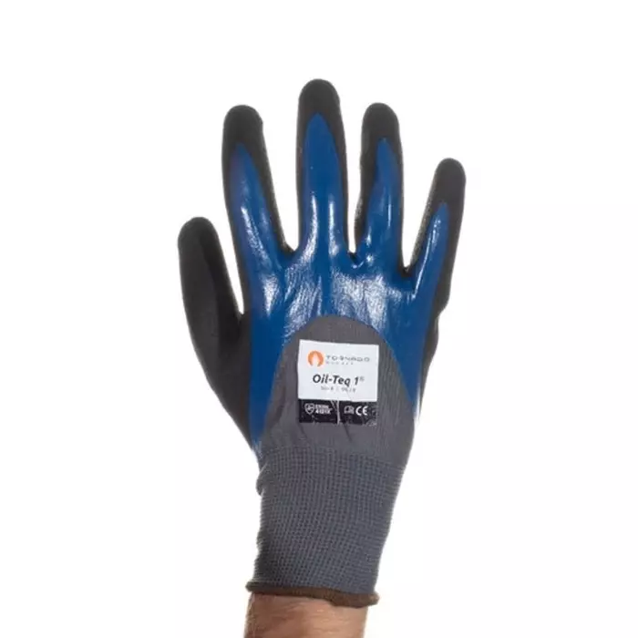 Tornado Oil-Teq 1 Black Blue Nylon Abrasion Resistant Work Gloves Size 10 Polymer Coating, OIL1-10