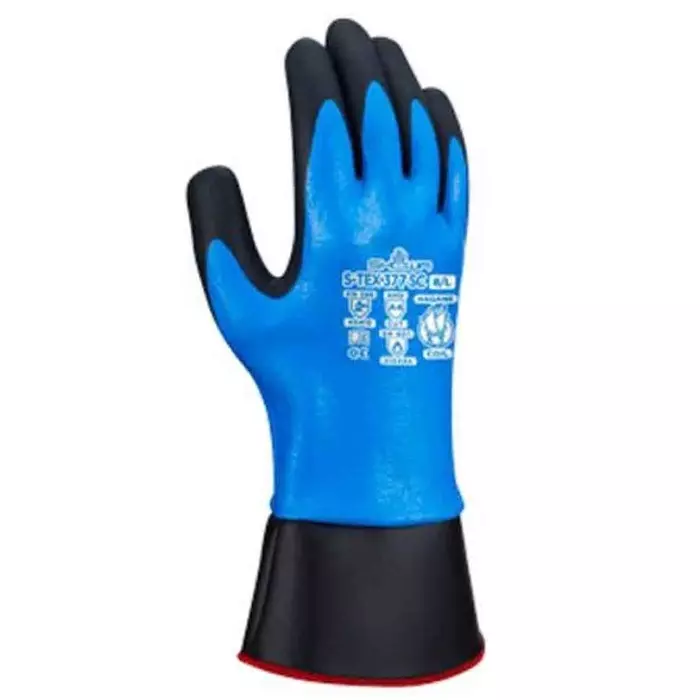 Showa S-TEX 377SC Blue Nylon Cut Resistant Work Gloves Size 7 Nitrile Coating, SHOS377C2