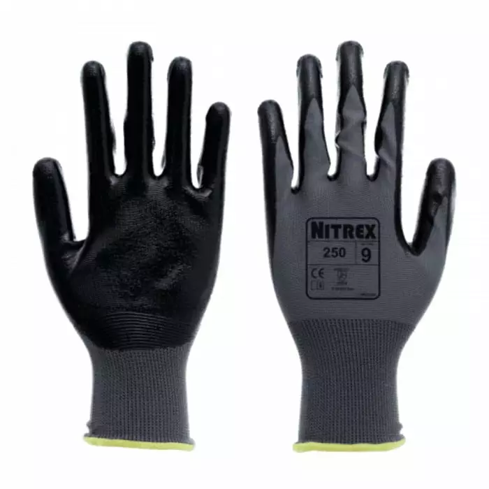 Unigloves 250 Polyester Abrasion Resistant Dry Environment Work Gloves Size 7 Nitrile Coating, 250-07 (Pack of 10)