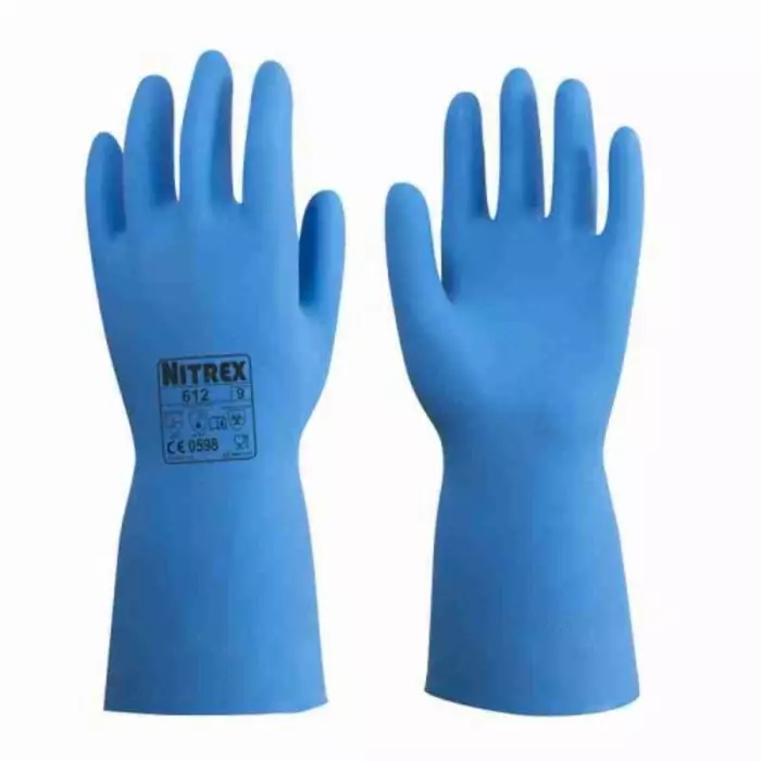 Unigloves 612 Blue Nitrile Abrasion Resistant Chemical Resistant Work Gloves Size 8, 612-08 (Pack of 10)