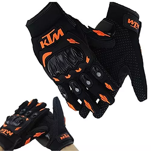 Allextreme KTM Rider Motocross Riding Gloves Black Color Size XL with Hard Knuckles for Men and Women, KTM_XL
