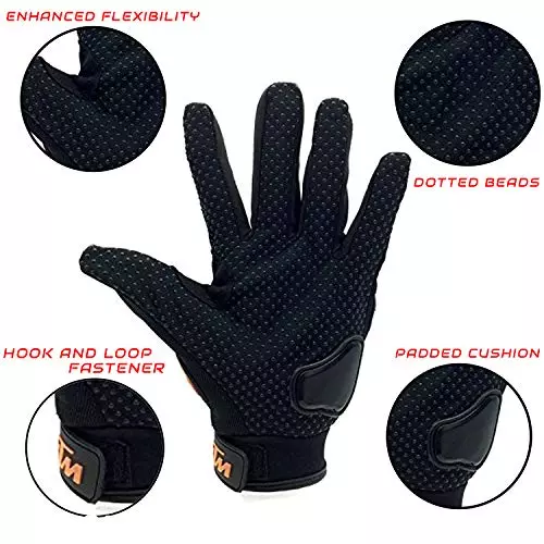 Allextreme KTM Rider Motocross Riding Gloves Black Color Size XL with Hard Knuckles for Men and Women, KTM_XL