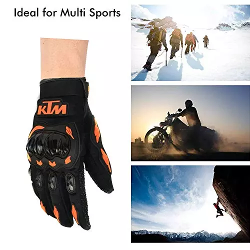 Allextreme KTM Rider Motocross Riding Gloves Black Color Size XL with Hard Knuckles for Men and Women, KTM_XL