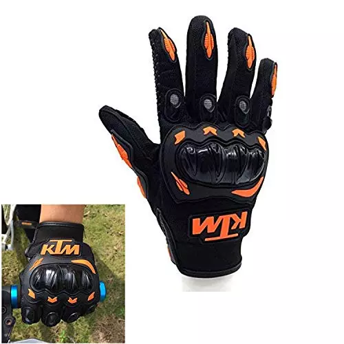 Allextreme KTM Rider Motocross Riding Gloves Black Color Size XL with Hard Knuckles for Men and Women, KTM_XL