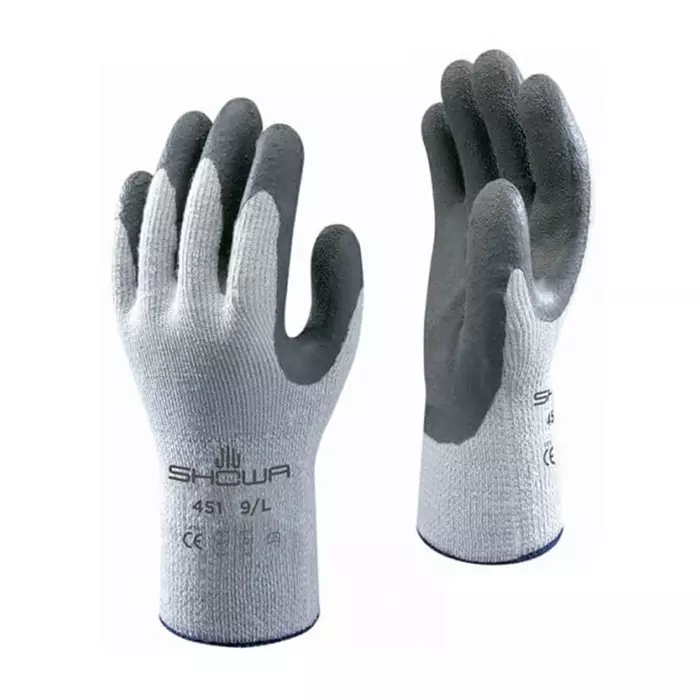 Showa SHO451 Grey Polyester Cotton Fibre Abrasion Resistant Anti-Slip General Purpose Gloves Good Dexterity Tear Resistant, SHO4514