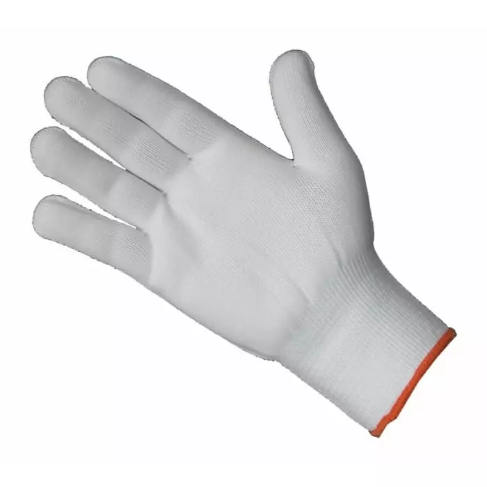 Liscombe White Nylon Cut Resistant Work Gloves Size 10 Seamless Nylon Coating, 647-10