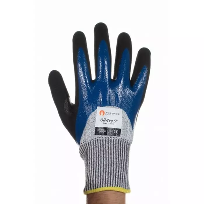 Tornado Oil-Teq Black Blue Nylon Abrasion Resistant Work Gloves Size 9 Polymer Coating, OIL5-09