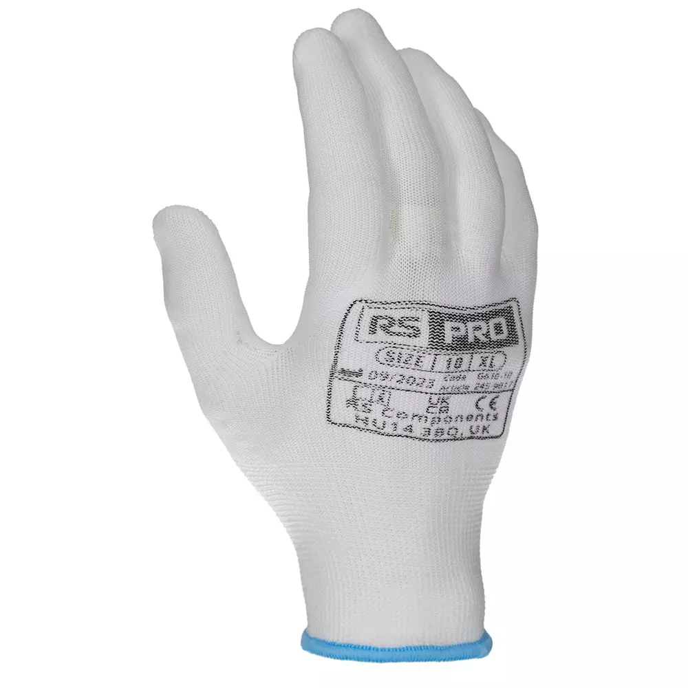 RS PRO Glove Liner Uncoated Size 10 White, 2459017 (Pack of 12 Pcs)