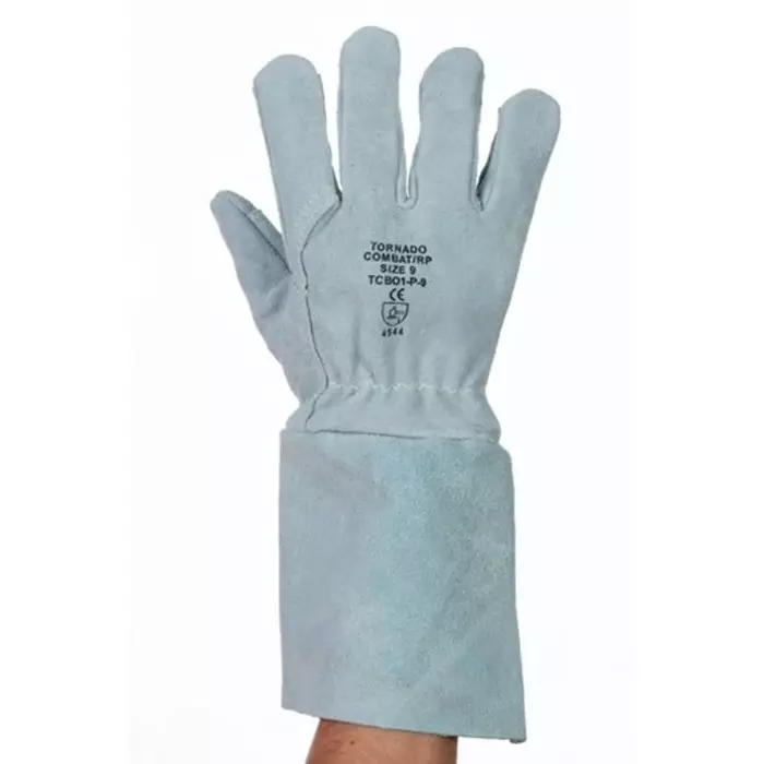 Tornado Combat Plus Grey Leather Cut Resistant Heavy Handling Gloves Size 9 Leather Coating, TCB01P-09
