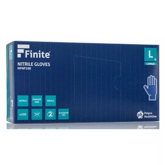 Polyco Healthline Indigo Purple Powder-Free Nitrile Disposable Gloves Size L 100 per Pack, MFNP100/03 (Pack of 100)