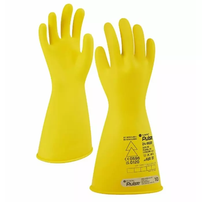 Tilsatec Pulse Yellow Rubber Electrical Safety Electrical Insulating Gloves Size 9 Latex Coating, 24-9022-09
