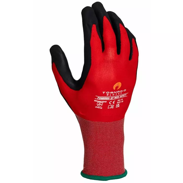 Tornado Olba Red Nylon Abrasion Resistant Work Gloves Size 10 Polymer Coating, OLB1-10