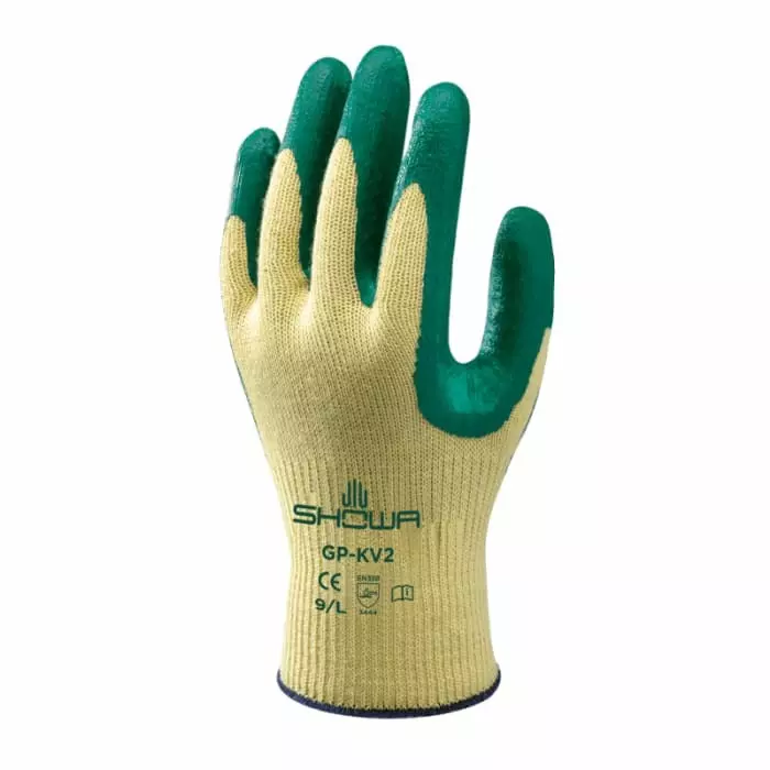 Showa GP-KV2R Yellow Kevlar Cut Resistant Work Gloves Size 8 Nitrile Coating, SHO3802
