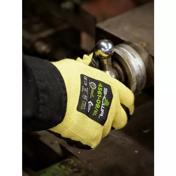 Showa 451 Yellow Elastane Cut Resistant Work Gloves Size 8 Nitrile Foam Coating, SHO45613