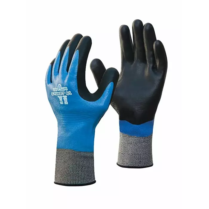 Showa STEX 337 Blue Polyester Stainless Steel Cut Resistant Work Gloves Size 7 Nitrile Foam Coating, S-TEX 377 7