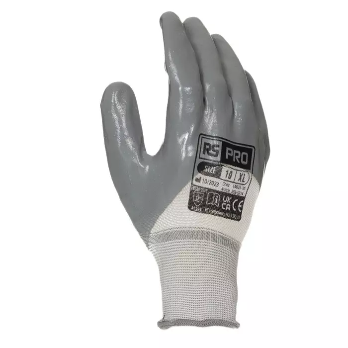 RS PRO Work Gloves Nitrile Size 10 White, 2535214
