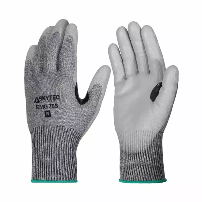 Skytec EMG755 Black/Grey Nylon Assembly Work Gloves Size 9 Polyurethane Coating, EMG00755FH