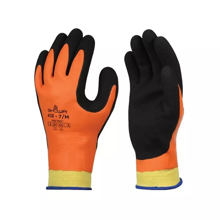 Showa 406 Orange Nylon Polyester Cut Resistant Work Gloves Size 7 Latex Coating, SHO4062